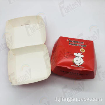 Pasadyang Disposable Hamburger Packaging Paper Burger Box.